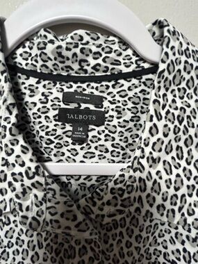 Talbots Black and White Leopard-Print Button Shirt